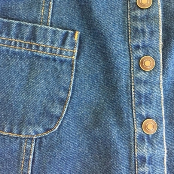 Forever 21 Blue Jean Denim Snap Button Down Front Mini Skirt Medium Wash Large L - Picture 5 of 7